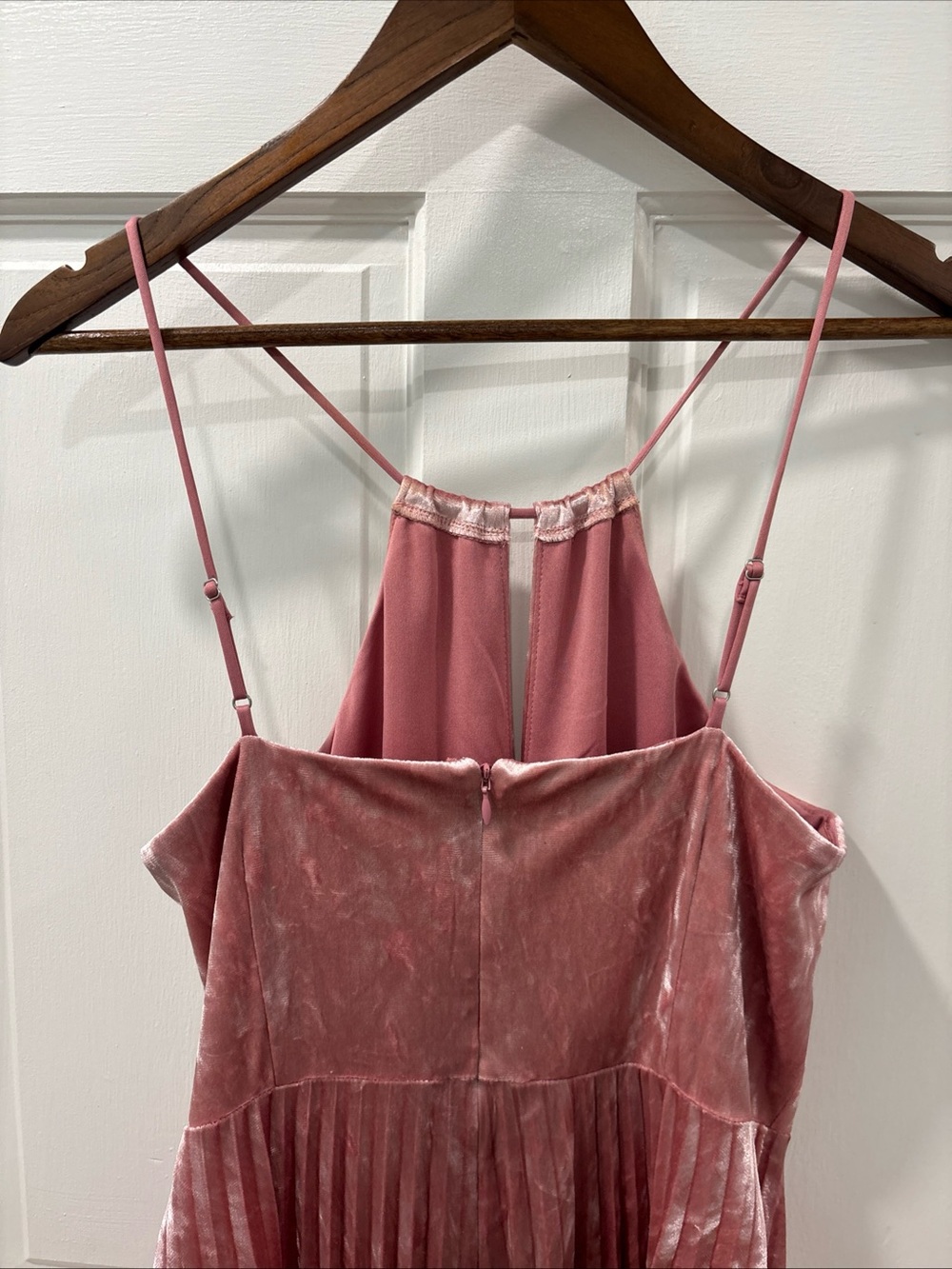 Avec Les Filles Women’s Pink Velvet Pleated Skirt Midi Dress Size 12 Party EUC - Picture 8 of 10